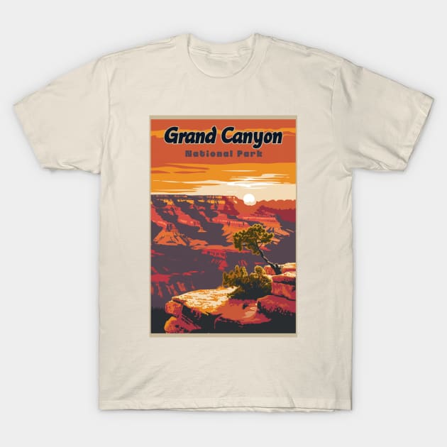 Grand Canyon National Park Vintage Travel Poster T-Shirt by GreenMary Design